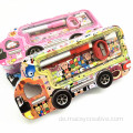 Cartoonauto -Form -Bleistiftkoffer mit Briefpapierset